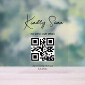 minimales trendy qr Code Hochzeitsmenü Acrylschild (Neutral)