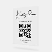 minimales trendy qr Code Hochzeitsmenü Acrylschild (Winkel)