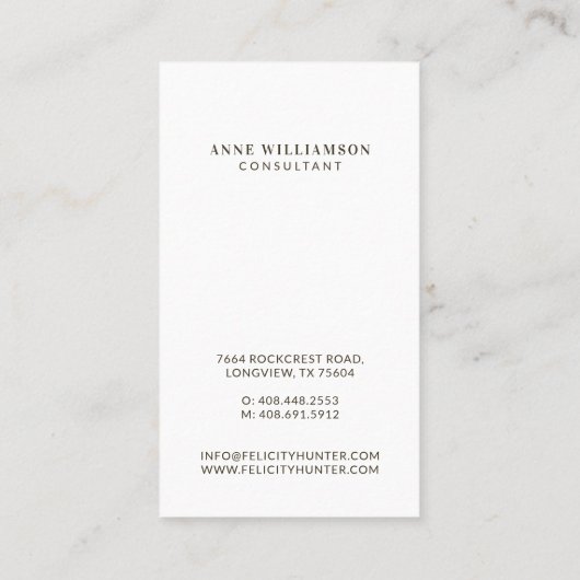 Minimales und Berufliches Business-Foto Visitenkarte (Rückseite)