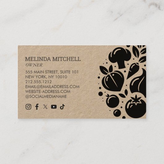 Minimales und feines Gemüse-Logo für Bauer Kraft Visitenkarte (Rückseite)