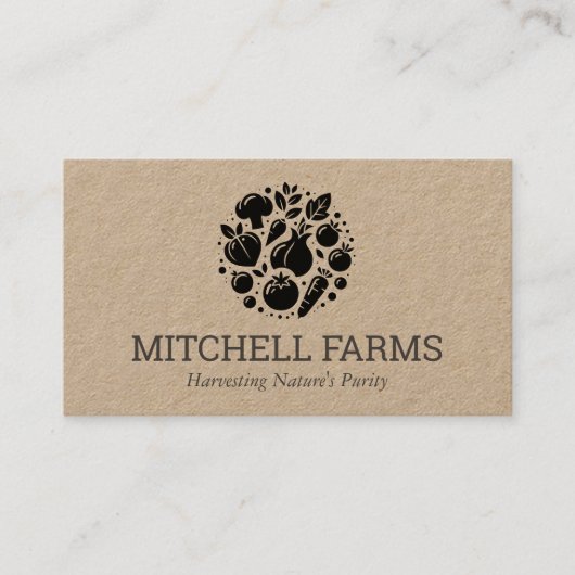 Minimales und feines Gemüse-Logo für Bauer Kraft Visitenkarte (Vorderseite)