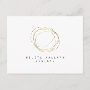 Minimales und modernes Gold Designer Scribble-Logo Postkarte