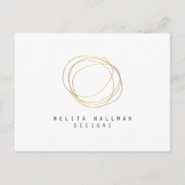 Minimales und modernes Gold Designer Scribble-Logo Postkarte