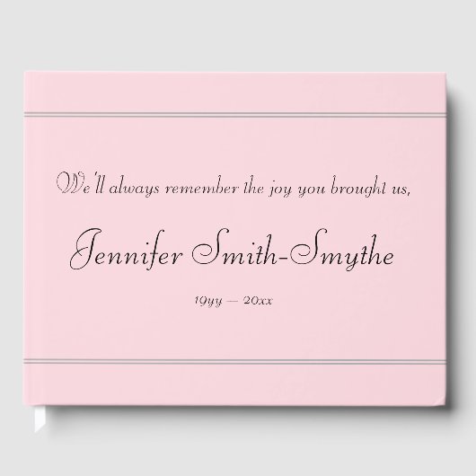 Minimales und respektable Memorial Guest Book Gästebuch (Vorderseite)