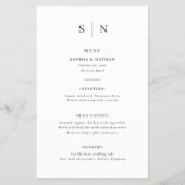 Minimales und schick weißes und Lila Hochzeitmenü Flyer (Vorne)