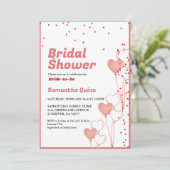 Minimales Valentinherz-Brautparty Einladung (Stehend Vorderseite)