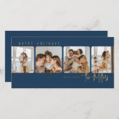 Minimales Vier-Foto Feiertagskarte (Vorne/Hinten)