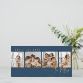 Minimales Vier-Foto Feiertagskarte (Stehend Vorderseite)