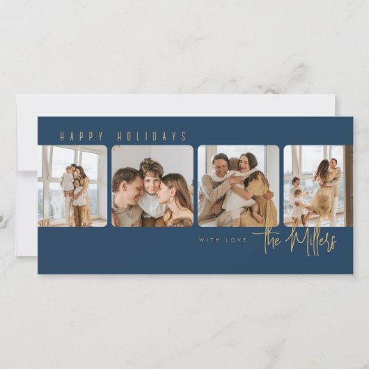 Minimales Vier-Foto Feiertagskarte (Vorderseite)