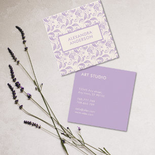 Minimales Violet-Blätter-Muster Quadratische Visitenkarte