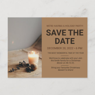Minimales Weihnachts-Party Save the Date Postkarte