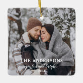 Minimales Weihnachtscouples Foto Keramikornament (Vorderseite)