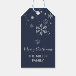 Minimales Weihnachtsdesign mit Schneeflocken Geschenkanhänger