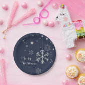 Minimales Weihnachtsdesign mit Schneeflocken Pappteller (Party)