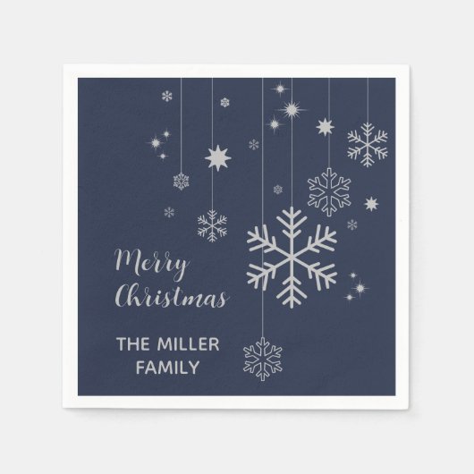 Minimales Weihnachtsdesign mit Schneeflocken Serviette (Vorderseite)