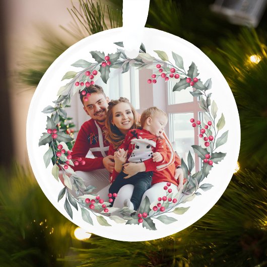 Minimales Weihnachtsfest-Foto | Moderne Mistletoe Ornament