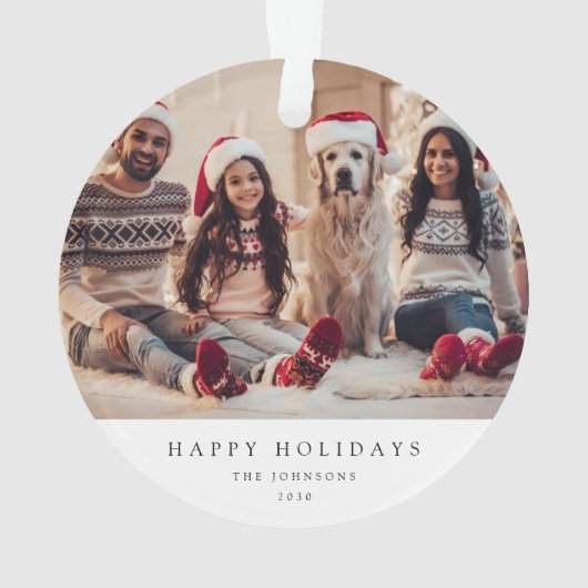 Minimales Weihnachtsfest-Foto | Modernes Familienp Ornament (Rückseite)