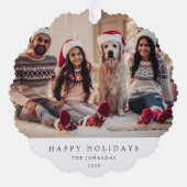 Minimales Weihnachtsfest-Foto | Modernes Familienp Ornament Karte (Rückseite)
