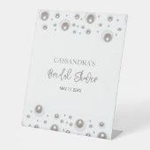 Minimales weißes Pearl-Brautparty Sockelschild (Vorderseite)