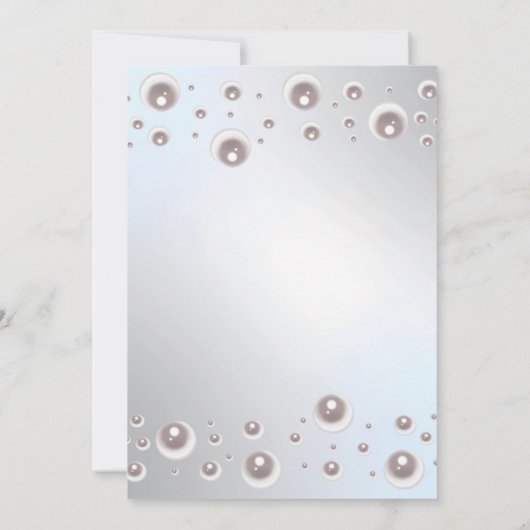Minimales weißes Perlsilber-Brautparty Einladung (Rückseite)