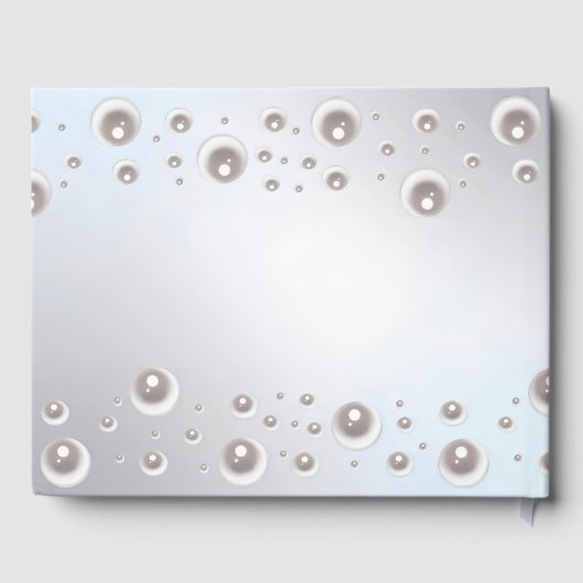 Minimales weißes Perlsilber-Brautparty Gästebuch (Rückseite)