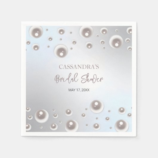 Minimales weißes Perlsilber-Brautparty Serviette (Vorderseite)