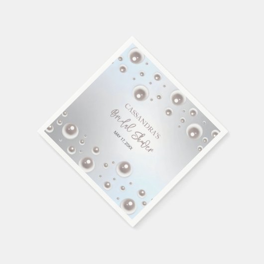 Minimales weißes Perlsilber-Brautparty Serviette (Ecke)