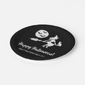 Minimales weißes und schwarzes Halloween-Party Pappteller (Schrägansicht)