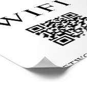 Minimales Wifi-Passwort-Zeichen mit QR-Code-Plakat Poster (Ecke)