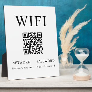 Minimales Wifi-Passwort-Zeichen mit QR-Code Plaque Fotoplatte