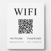 Minimales Wifi-Passwort-Zeichen mit QR-Code Plaque Fotoplatte (Vorderseite)