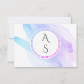 Minimalfarbenblaue lila RSVP-Karte RSVP Karte (Rückseite)