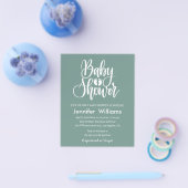 Minimalgrüne, weiße Babydusche Flyer (Einzeln)