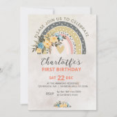 Minimali Pompas Grass Retro Rainbow Boho Birthday Einladung (Vorderseite)