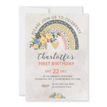 Minimali Pompas Grass Retro Rainbow Boho Birthday