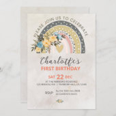 Minimali Pompas Grass Retro Rainbow Boho Birthday Einladung (Vorne/Hinten)