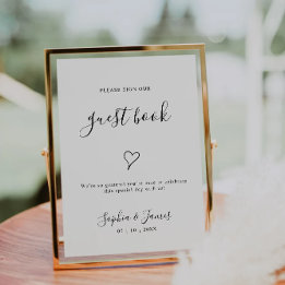 Minimalis Wedding Guest Book - Schild, Einladung