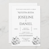 Minimalis Wedding Invitation in Spanish Einladung (Vorne/Hinten)