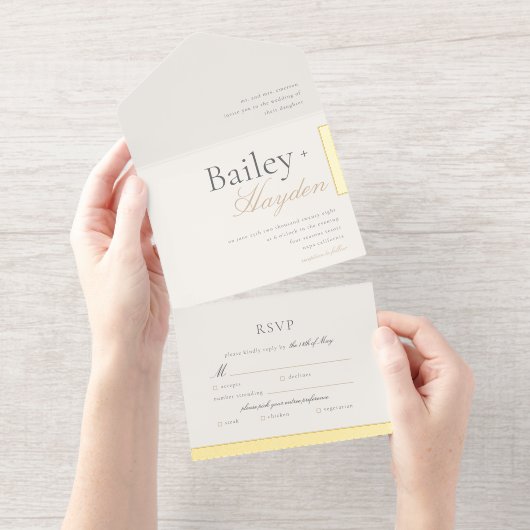 Minimalism Foil Block Wedding All-in-One-Einladung (Abreißstreifen)
