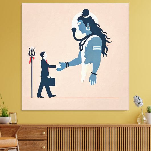 minimalism image of an ordinary person greeting go leinwanddruck (Insitu (Wohnzimmer))