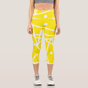 Minimalismus Abstract Art Muster Gelb Weiß Capri Leggings
