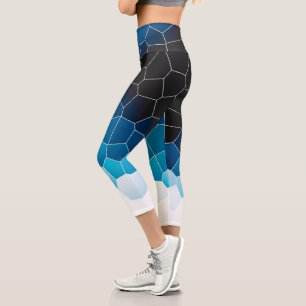 Minimalismus Abstrakt Art Blue White Cells Capri Leggings