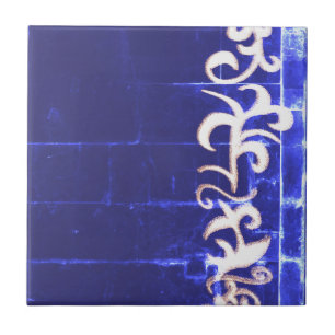 Minimalismus Abstrakt Art Blue White Hand Zeichnen Fliese