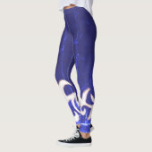 Minimalismus Abstrakt Art Blue White Hand Zeichnen Leggings (Links)