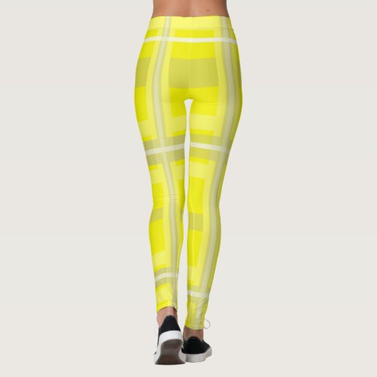 Minimalismus Abstrakt Art Gelb Weiße Leggings (Rückseite)