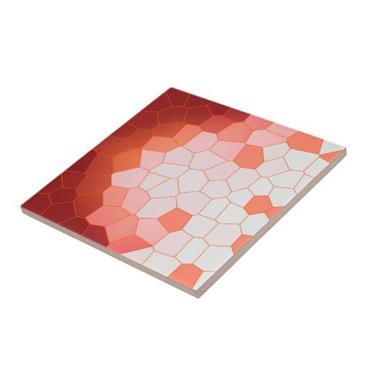 Minimalismus Abstrakt Art Korallenrot Weiße Zellen Fliese (Seite)