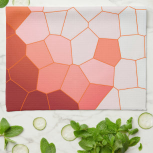 Minimalismus Abstrakt Art Korallenrot Weiße Zellen Geschirrtuch