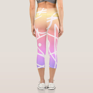 Minimalismus Abstrakt Art Muster rosa Gelb Capri Leggings