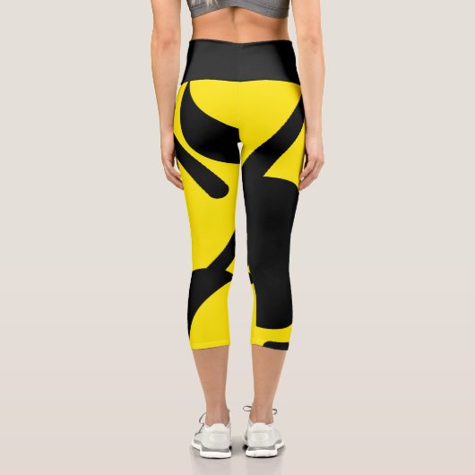 Minimalismus Abstrakt Art Muster Schwarz Gelb Capri Leggings (Rückseite)