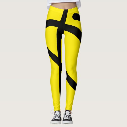 Minimalismus Abstrakt Art Muster Schwarz Gelb Leggings (Vorderseite)